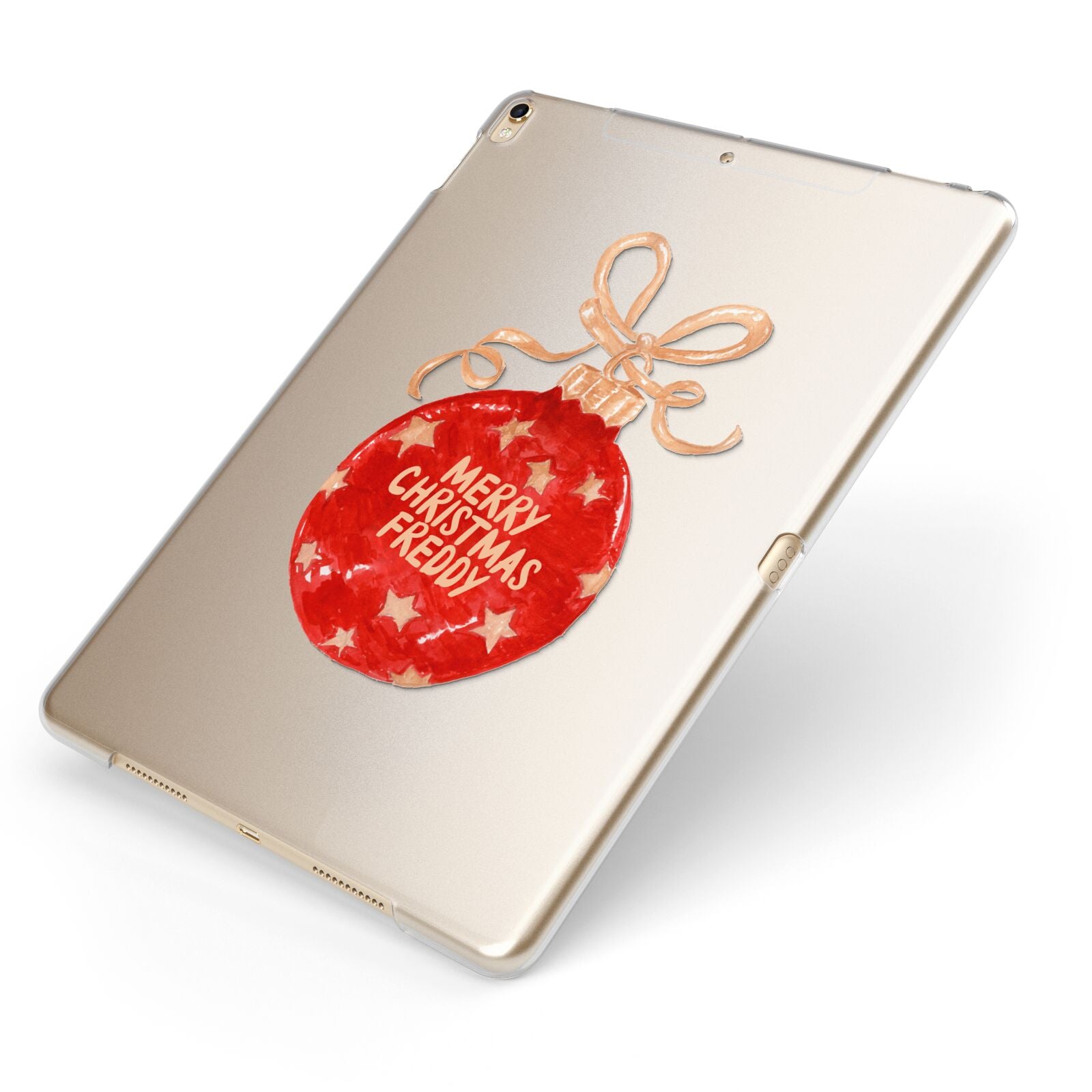 Christmas Bauble Personalised Apple iPad Case on Gold iPad Side View