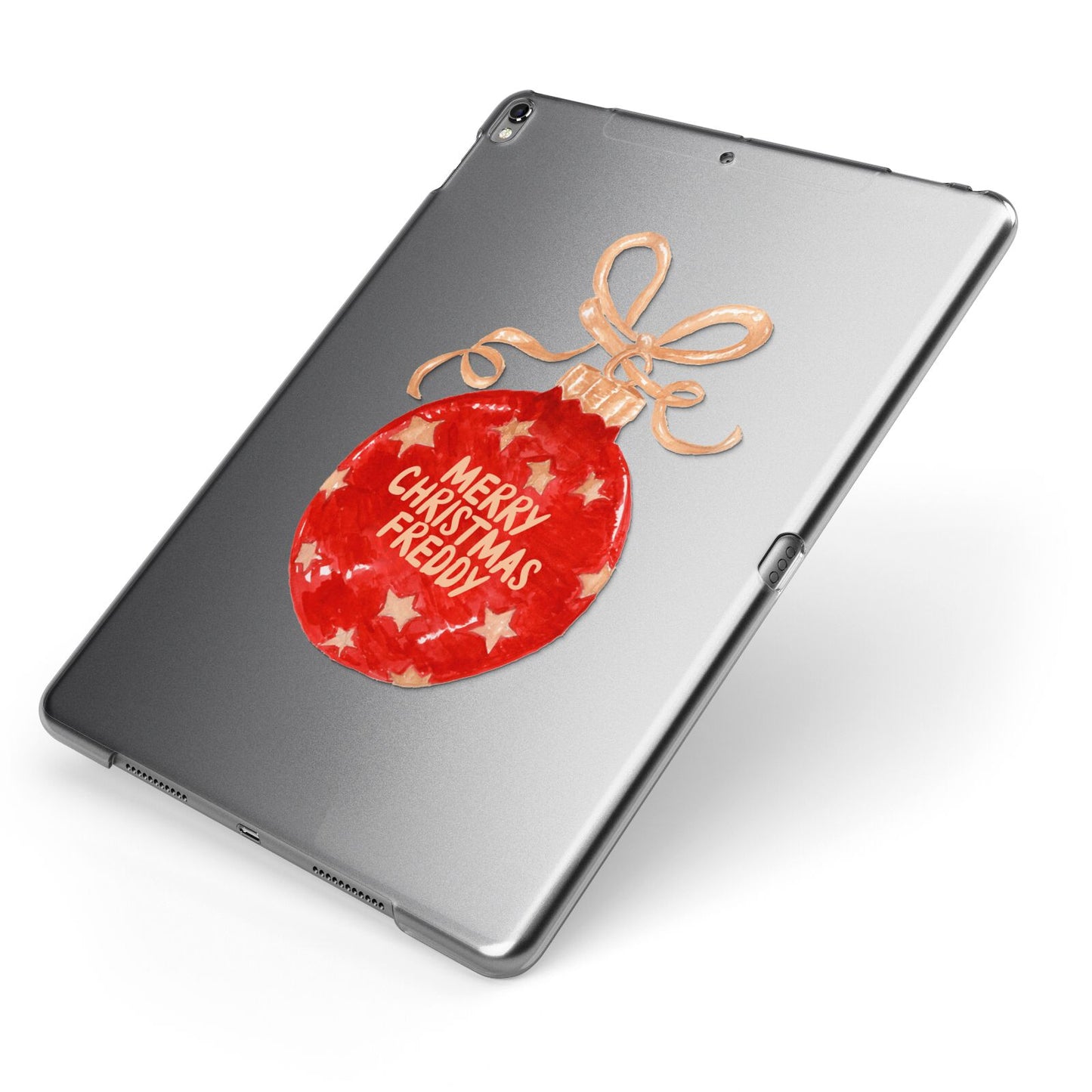 Christmas Bauble Personalised Apple iPad Case on Grey iPad Side View