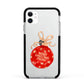Christmas Bauble Personalised Apple iPhone 11 in White with Black Impact Case