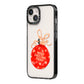 Christmas Bauble Personalised iPhone 14 Black Impact Case Side Angle on Silver phone