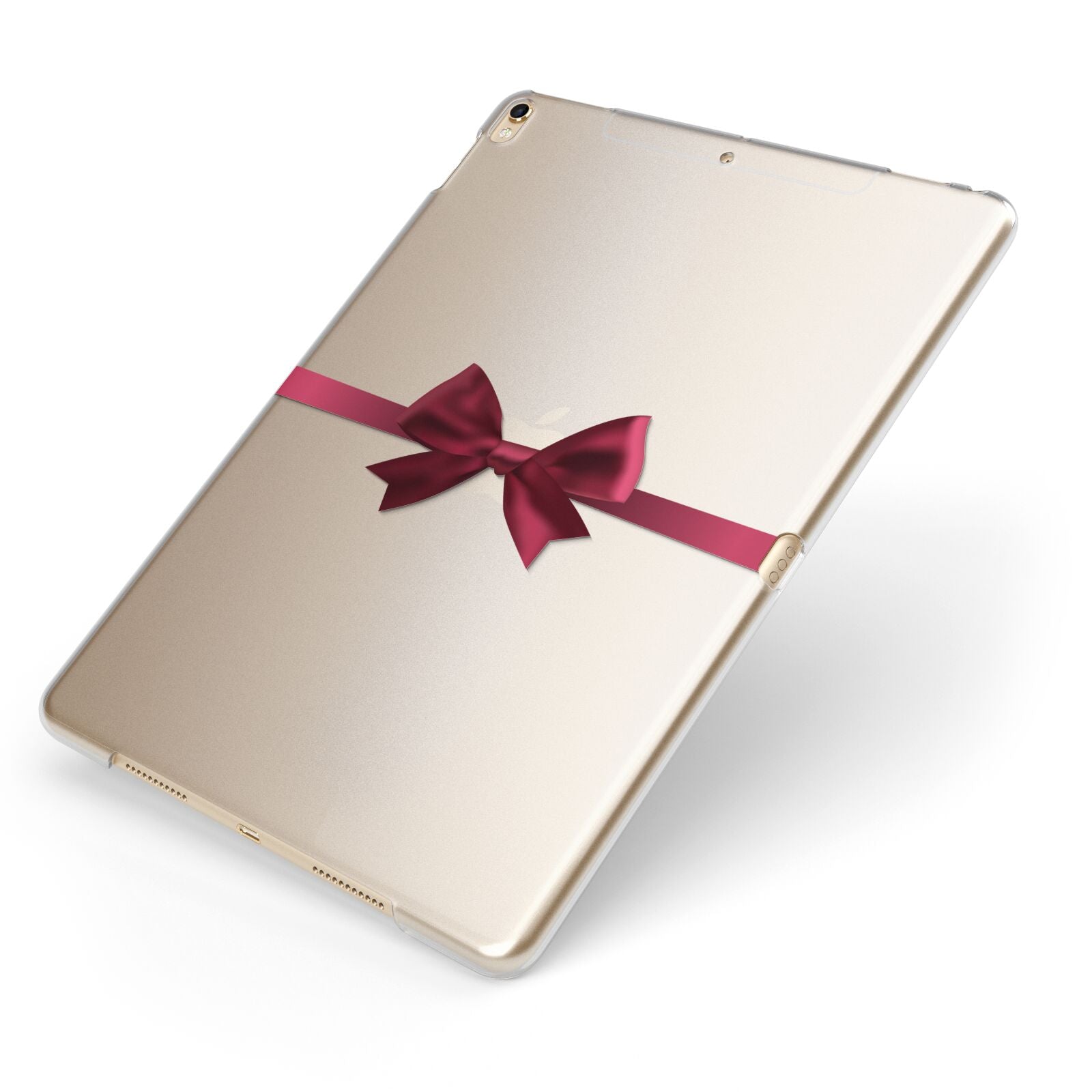 Christmas Bow Apple iPad Case on Gold iPad Side View