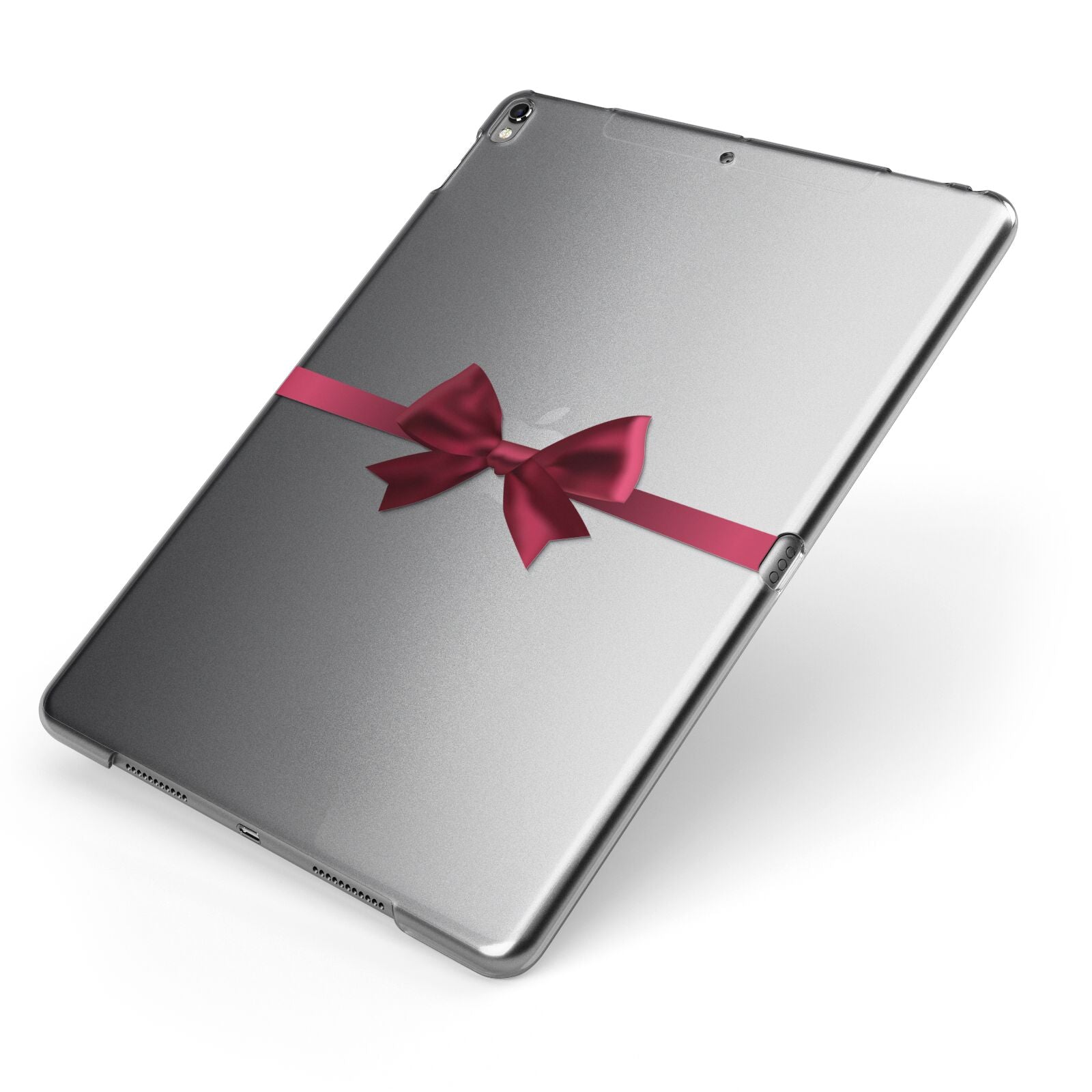 Christmas Bow Apple iPad Case on Grey iPad Side View