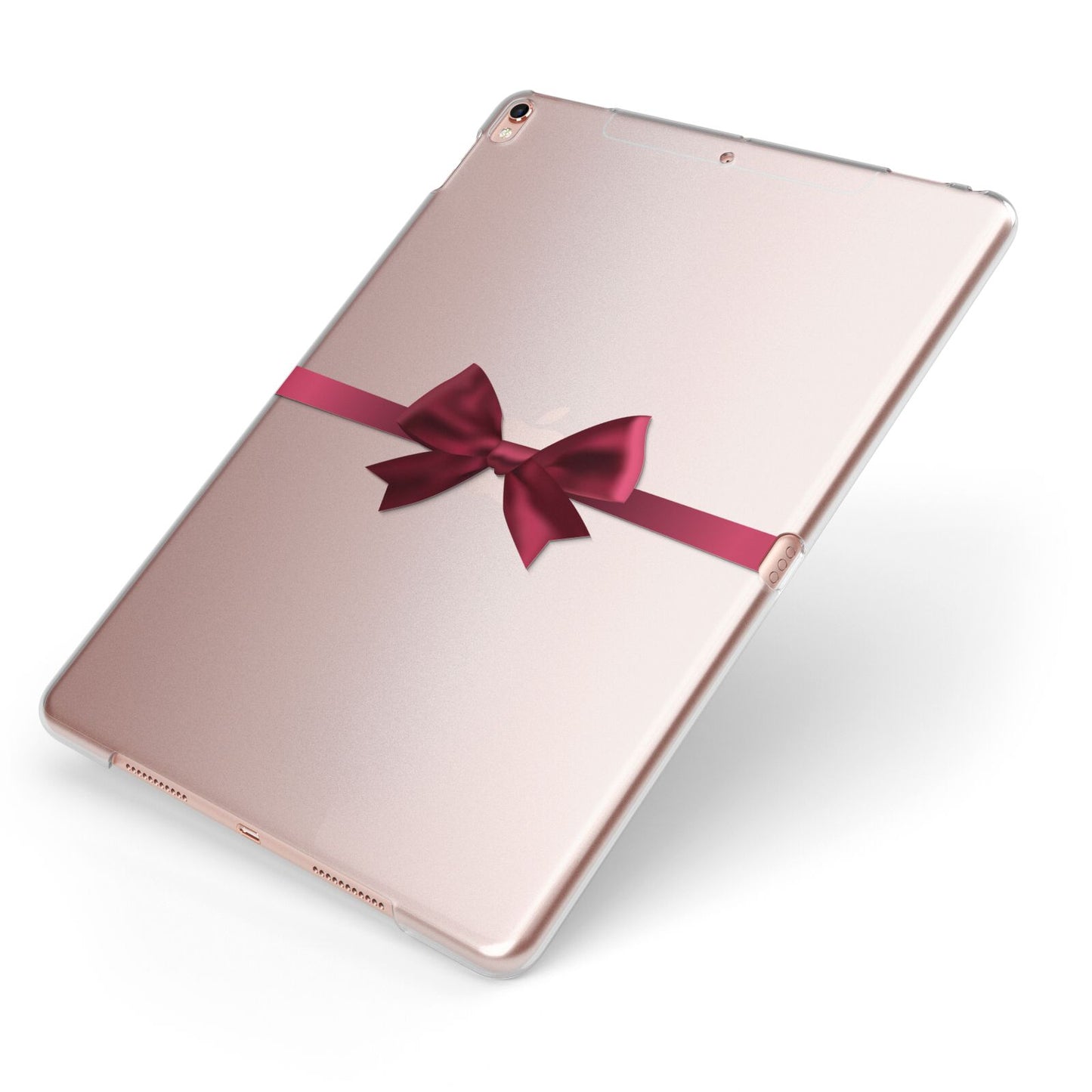 Christmas Bow Apple iPad Case on Rose Gold iPad Side View