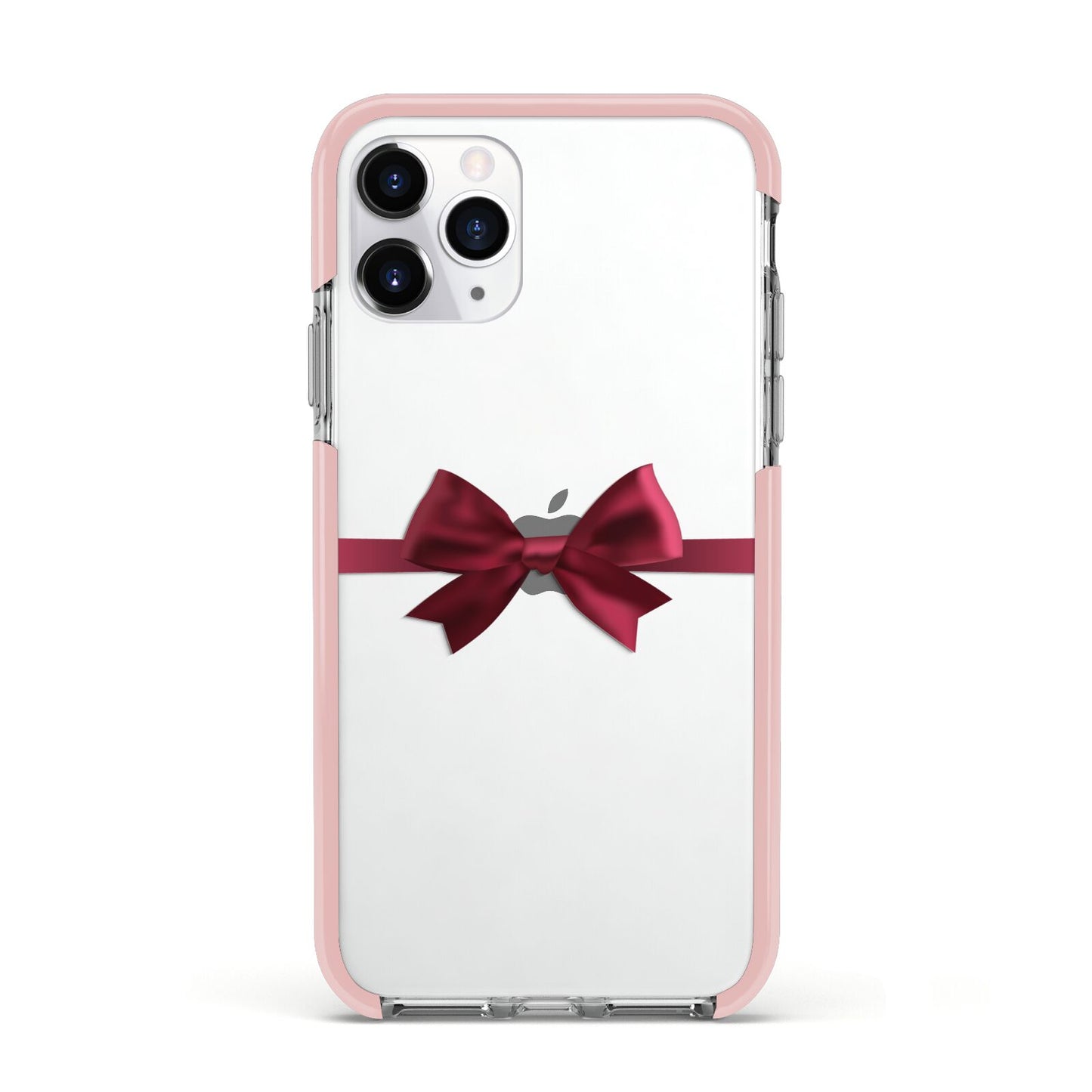 Christmas Bow Apple iPhone 11 Pro in Silver with Pink Impact Case