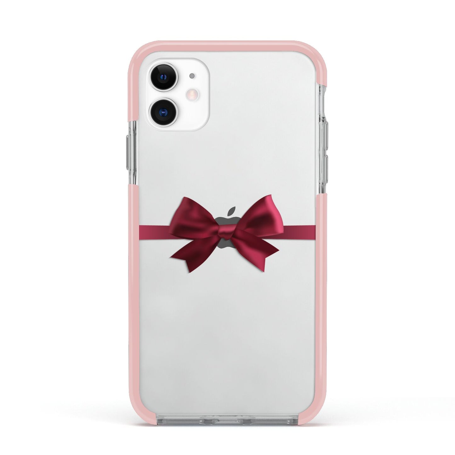 Christmas Bow Apple iPhone 11 in White with Pink Impact Case
