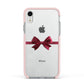 Christmas Bow Apple iPhone XR Impact Case Pink Edge on Silver Phone