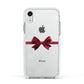 Christmas Bow Apple iPhone XR Impact Case White Edge on Silver Phone