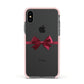 Christmas Bow Apple iPhone Xs Impact Case Pink Edge on Black Phone