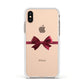 Christmas Bow Apple iPhone Xs Impact Case White Edge on Gold Phone