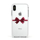 Christmas Bow Apple iPhone Xs Impact Case White Edge on Silver Phone