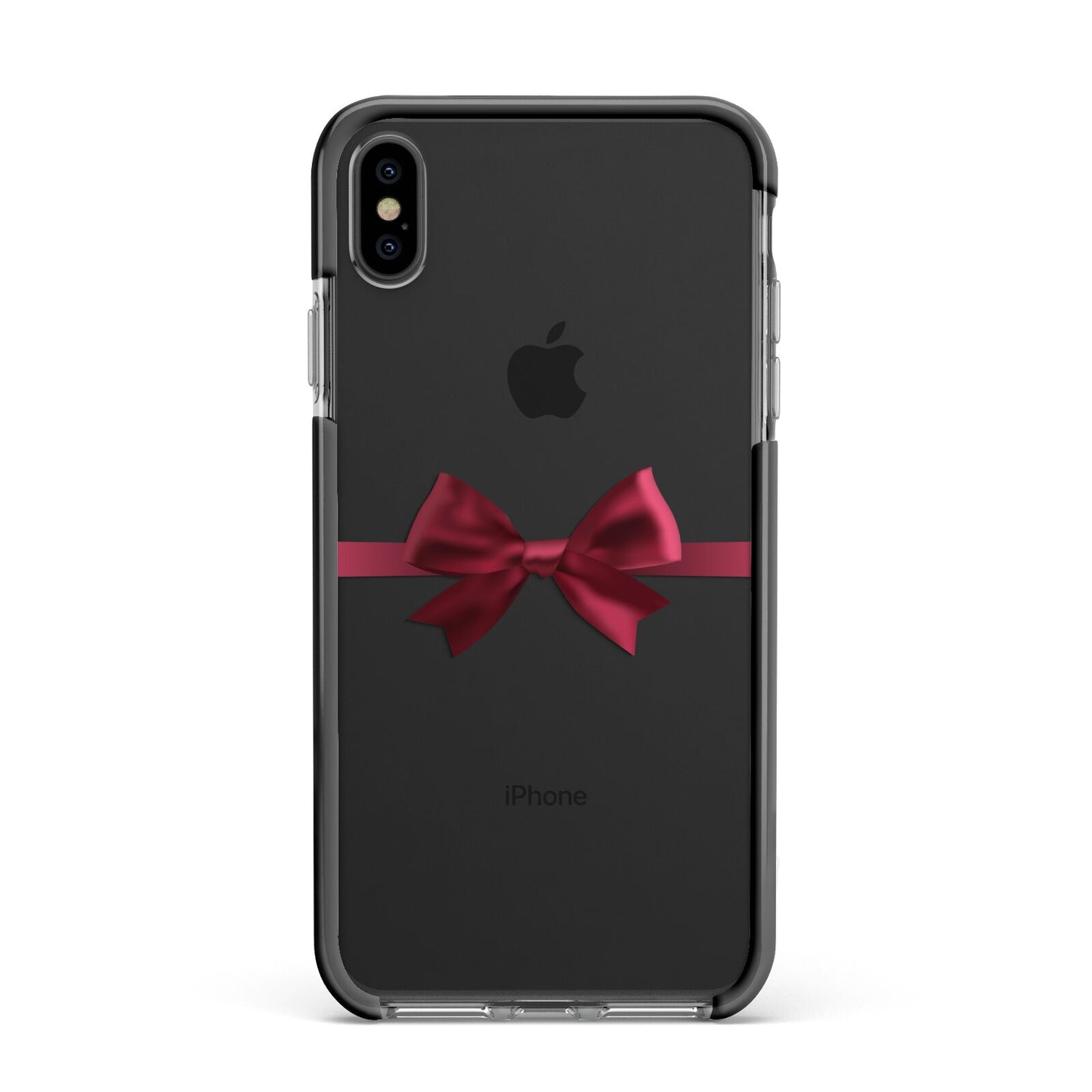 Christmas Bow Apple iPhone Xs Max Impact Case Black Edge on Black Phone
