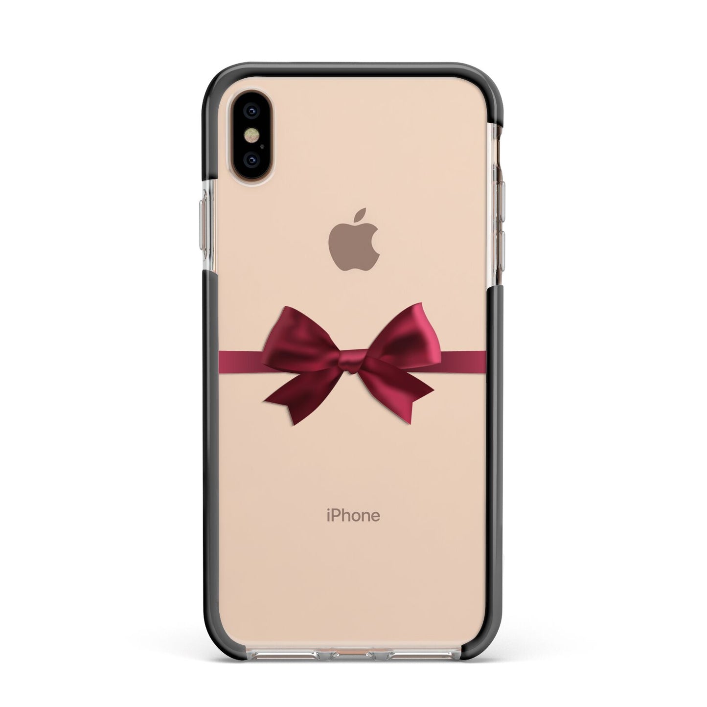 Christmas Bow Apple iPhone Xs Max Impact Case Black Edge on Gold Phone