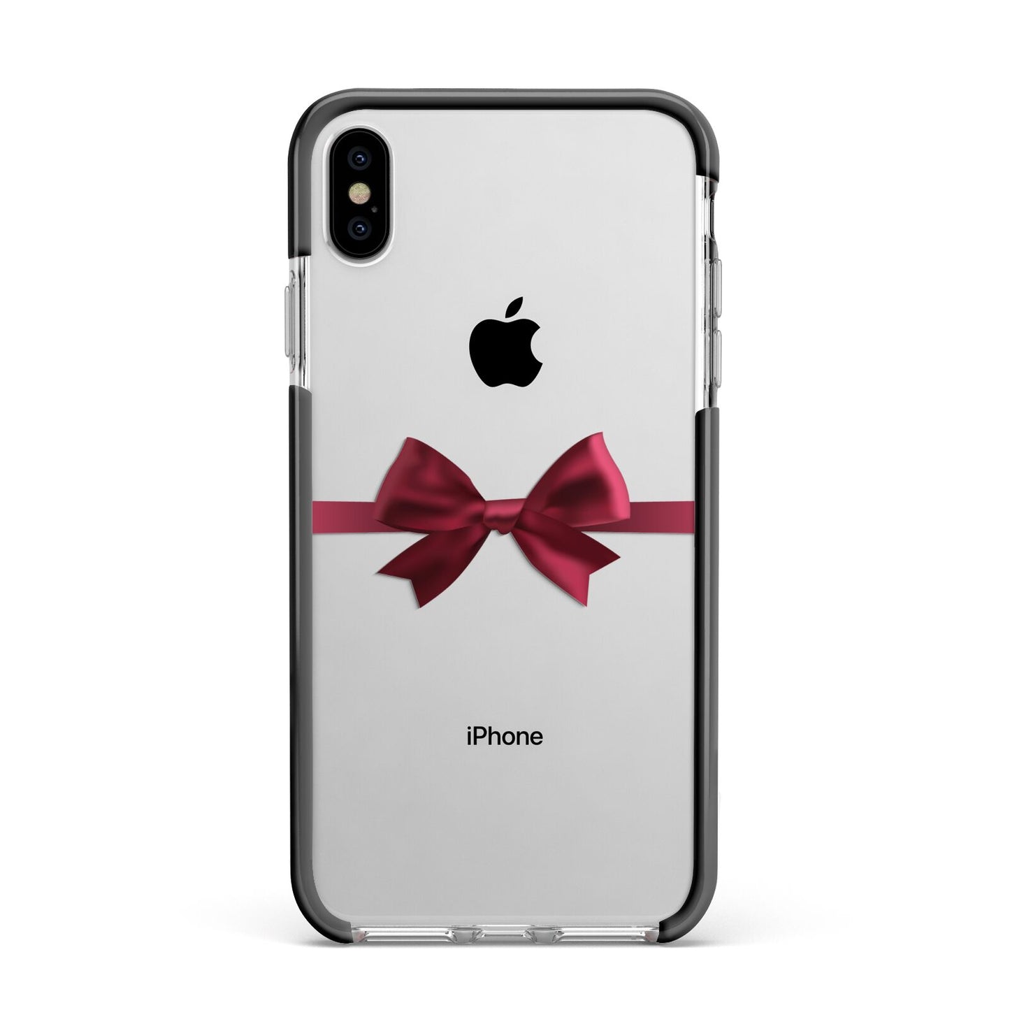 Christmas Bow Apple iPhone Xs Max Impact Case Black Edge on Silver Phone