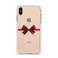 Christmas Bow Apple iPhone Xs Max Impact Case Pink Edge on Gold Phone