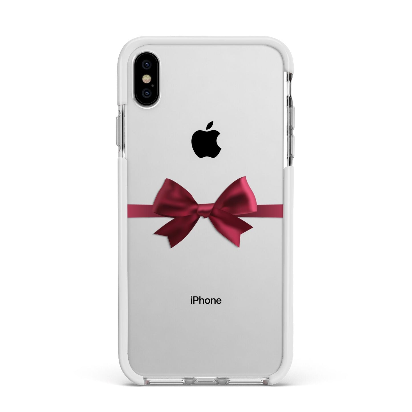 Christmas Bow Apple iPhone Xs Max Impact Case White Edge on Silver Phone