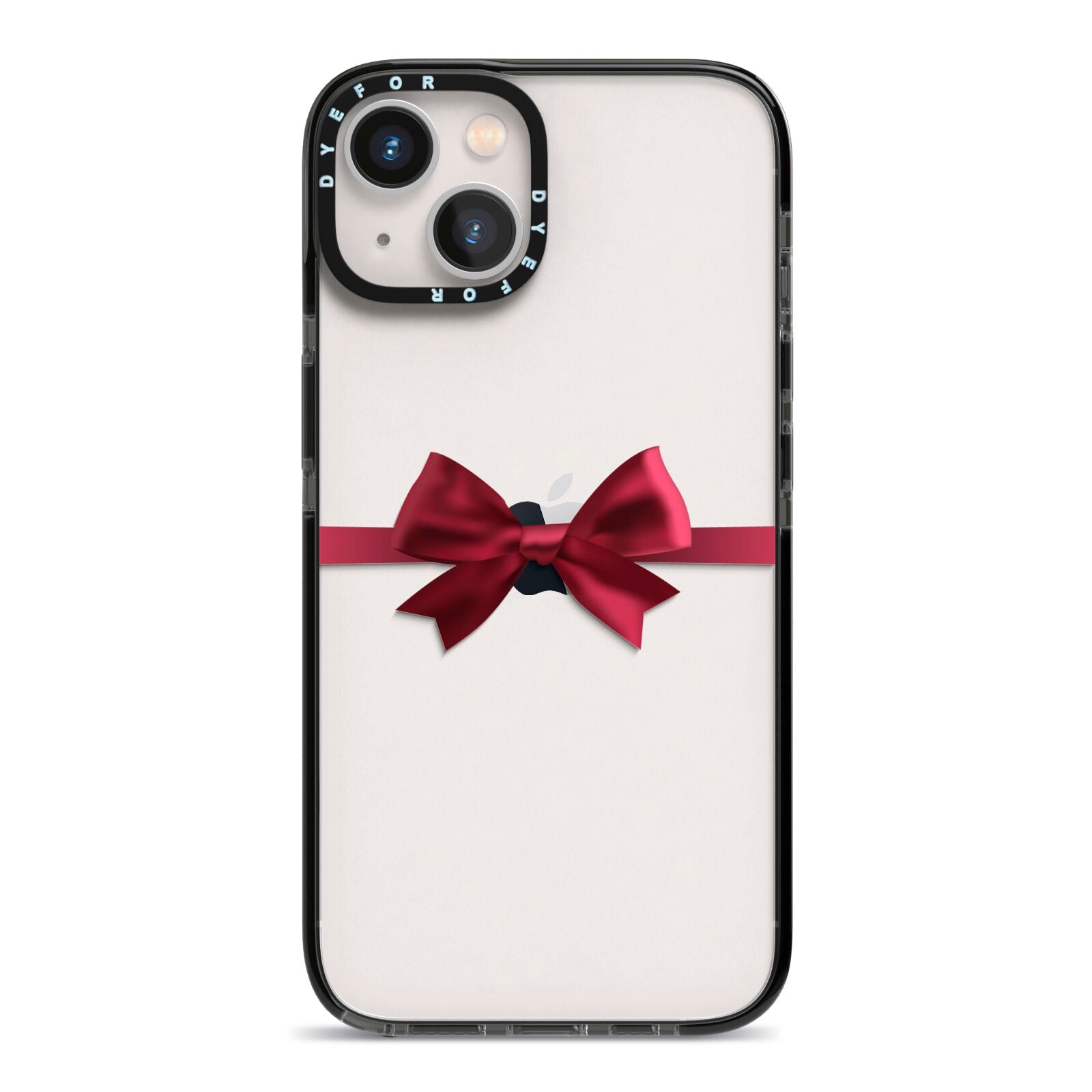 Christmas Bow iPhone 13 Black Impact Case on Silver phone