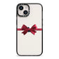 Christmas Bow iPhone 14 Black Impact Case on Silver phone