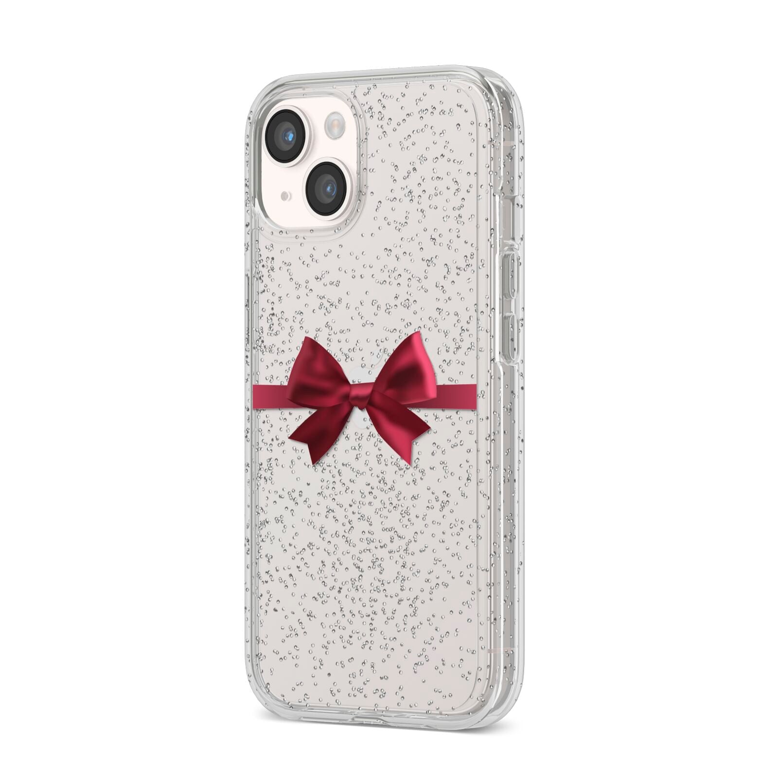 Christmas Bow iPhone 14 Glitter Tough Case Starlight Angled Image