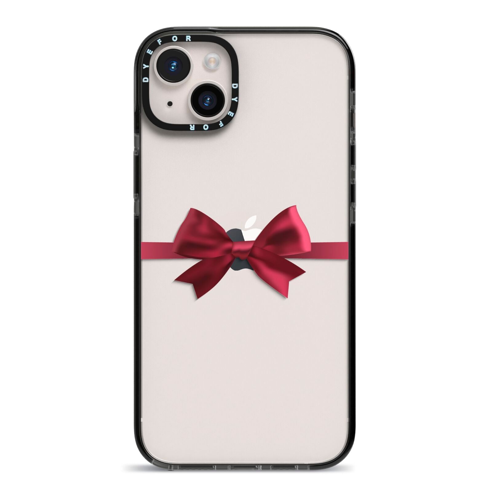 Christmas Bow iPhone 14 Plus Black Impact Case on Silver phone