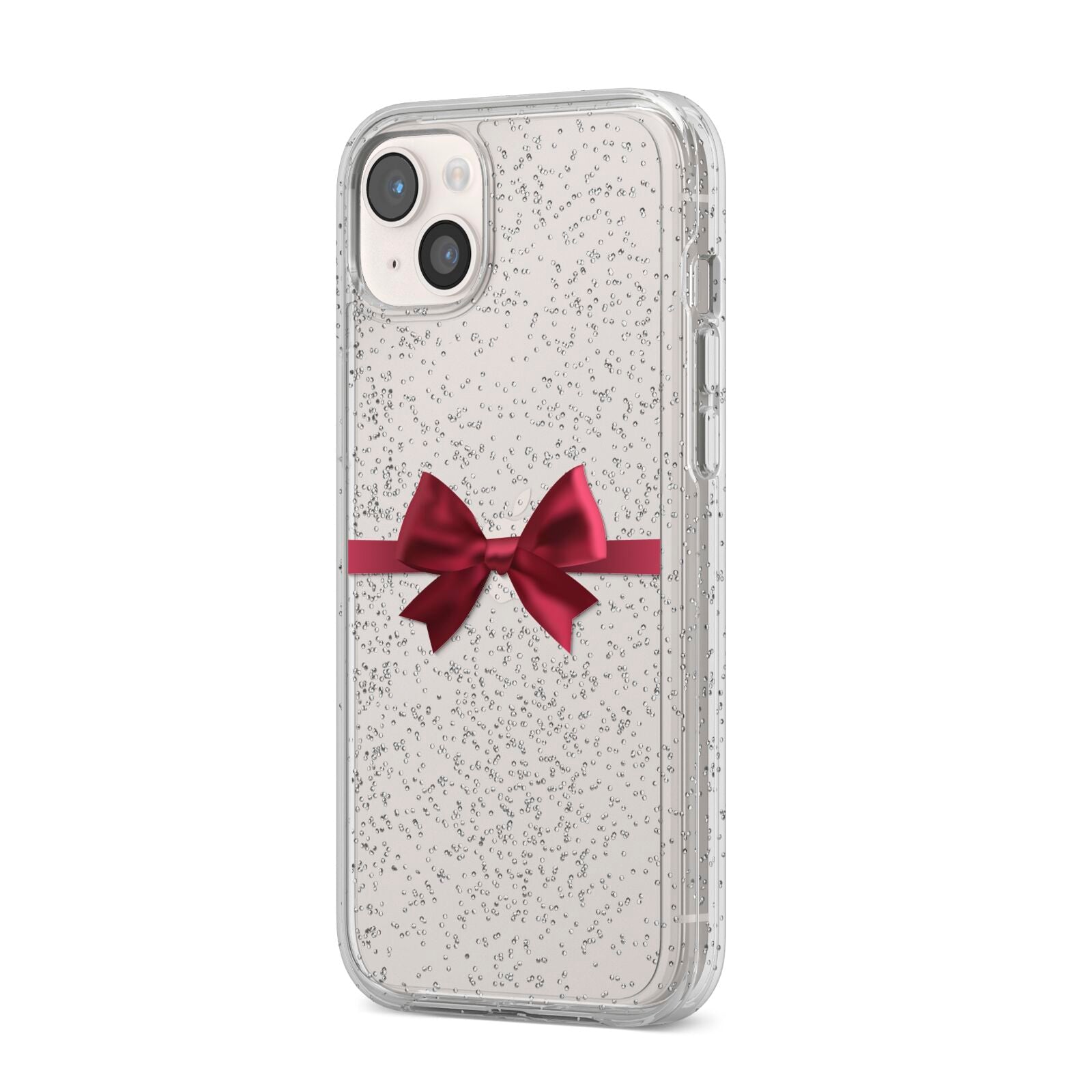 Christmas Bow iPhone 14 Plus Glitter Tough Case Starlight Angled Image