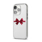 Christmas Bow iPhone 14 Pro Clear Tough Case Silver Angled Image