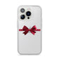 Christmas Bow iPhone 14 Pro Clear Tough Case Silver