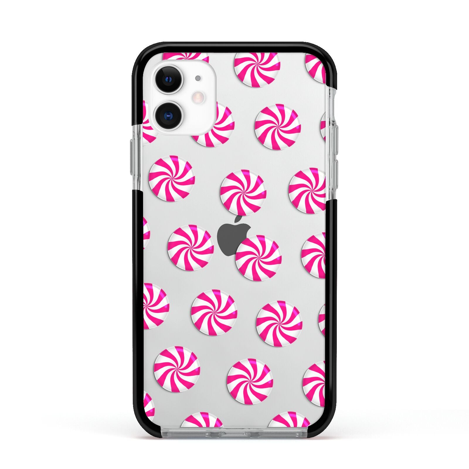 Christmas Candy Apple iPhone 11 in White with Black Impact Case
