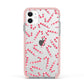 Christmas Candy Cane Apple iPhone 11 in White with Pink Impact Case