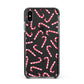 Christmas Candy Cane Apple iPhone Xs Max Impact Case Black Edge on Black Phone