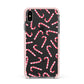 Christmas Candy Cane Apple iPhone Xs Max Impact Case Pink Edge on Black Phone
