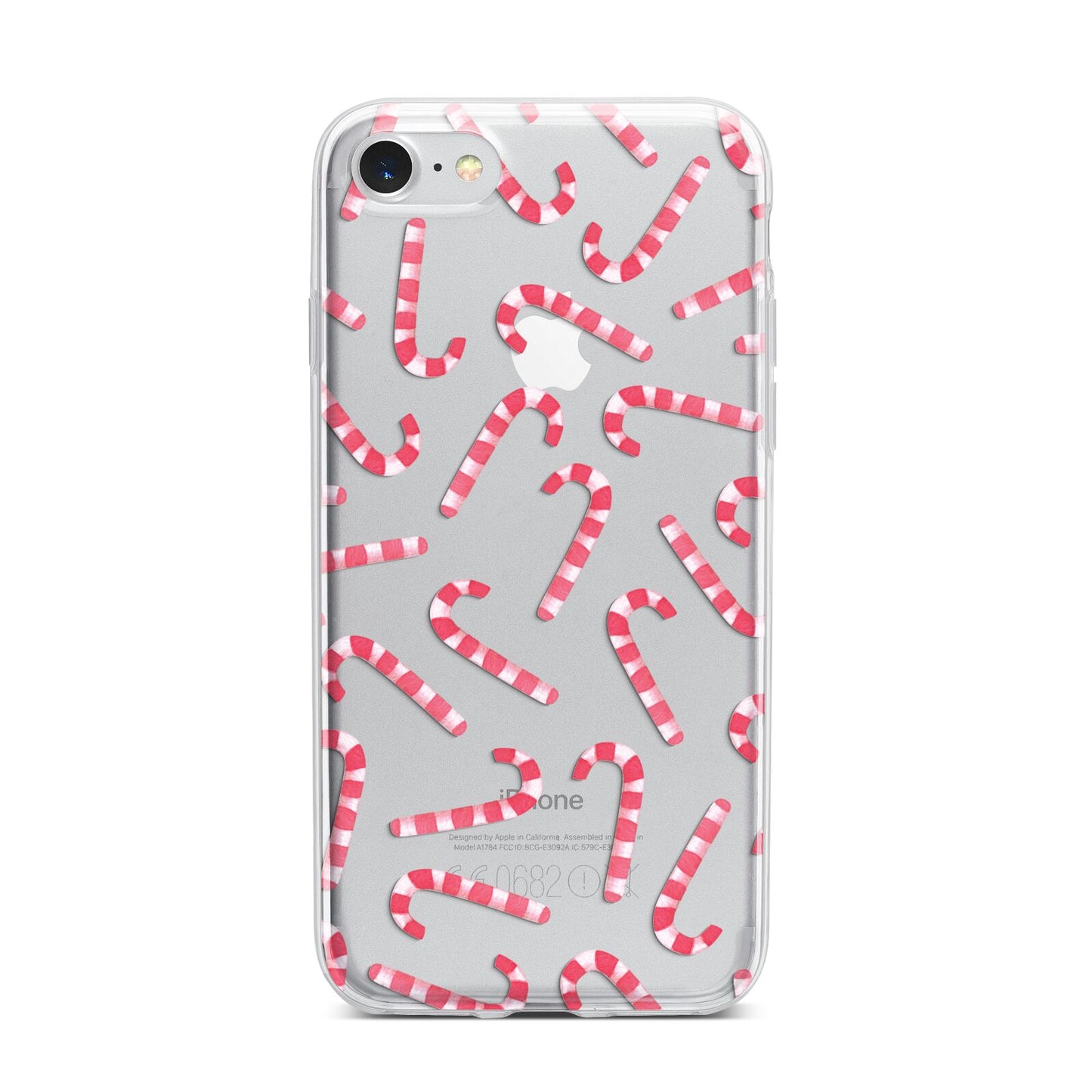 Christmas Candy Cane iPhone 7 Bumper Case on Silver iPhone