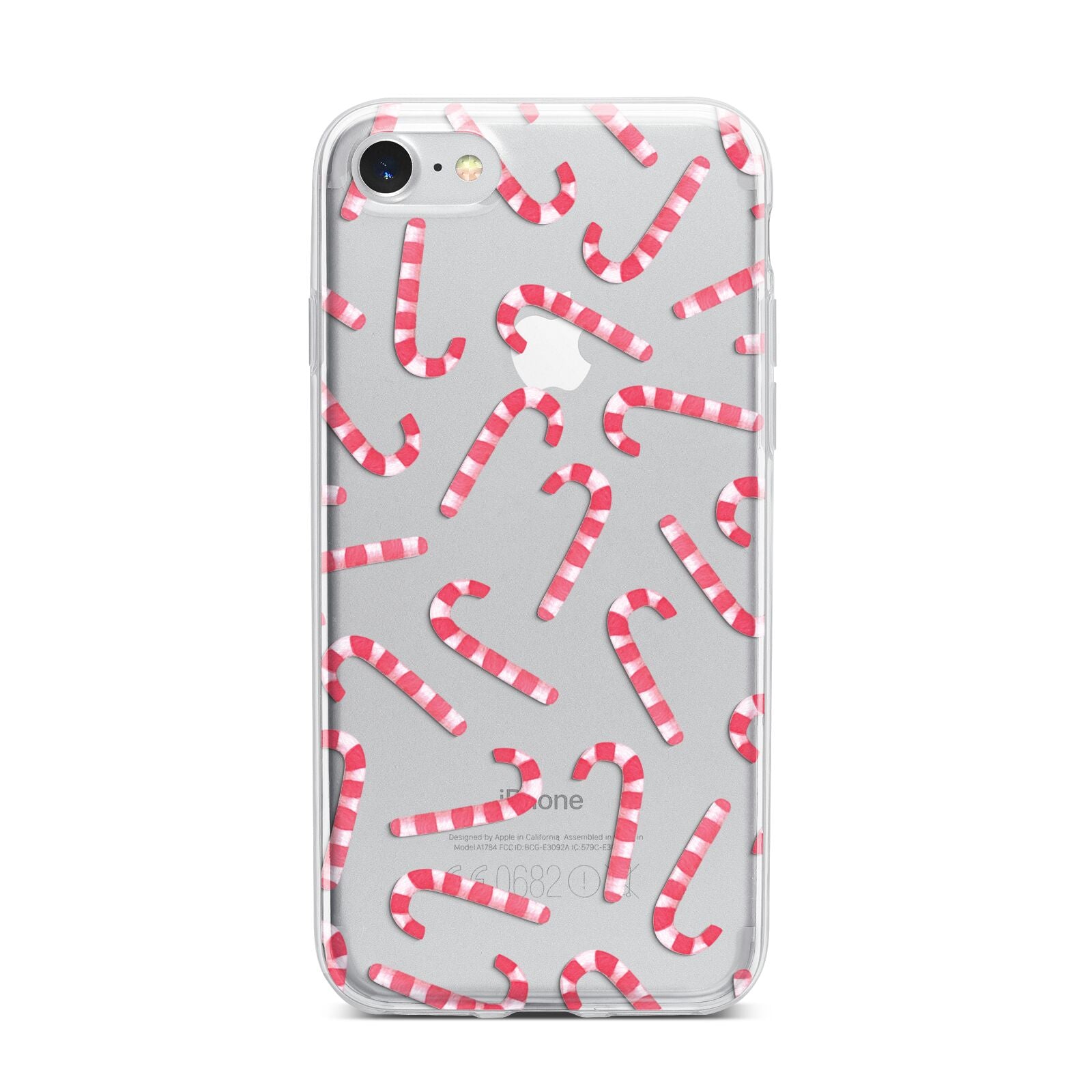 Christmas Candy Cane iPhone 7 Bumper Case on Silver iPhone