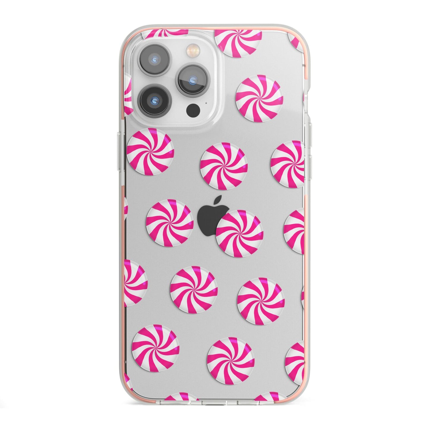 Christmas Candy iPhone 13 Pro Max TPU Impact Case with Pink Edges