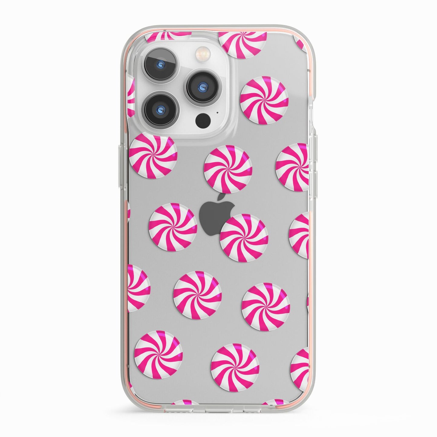 Christmas Candy iPhone 13 Pro TPU Impact Case with Pink Edges