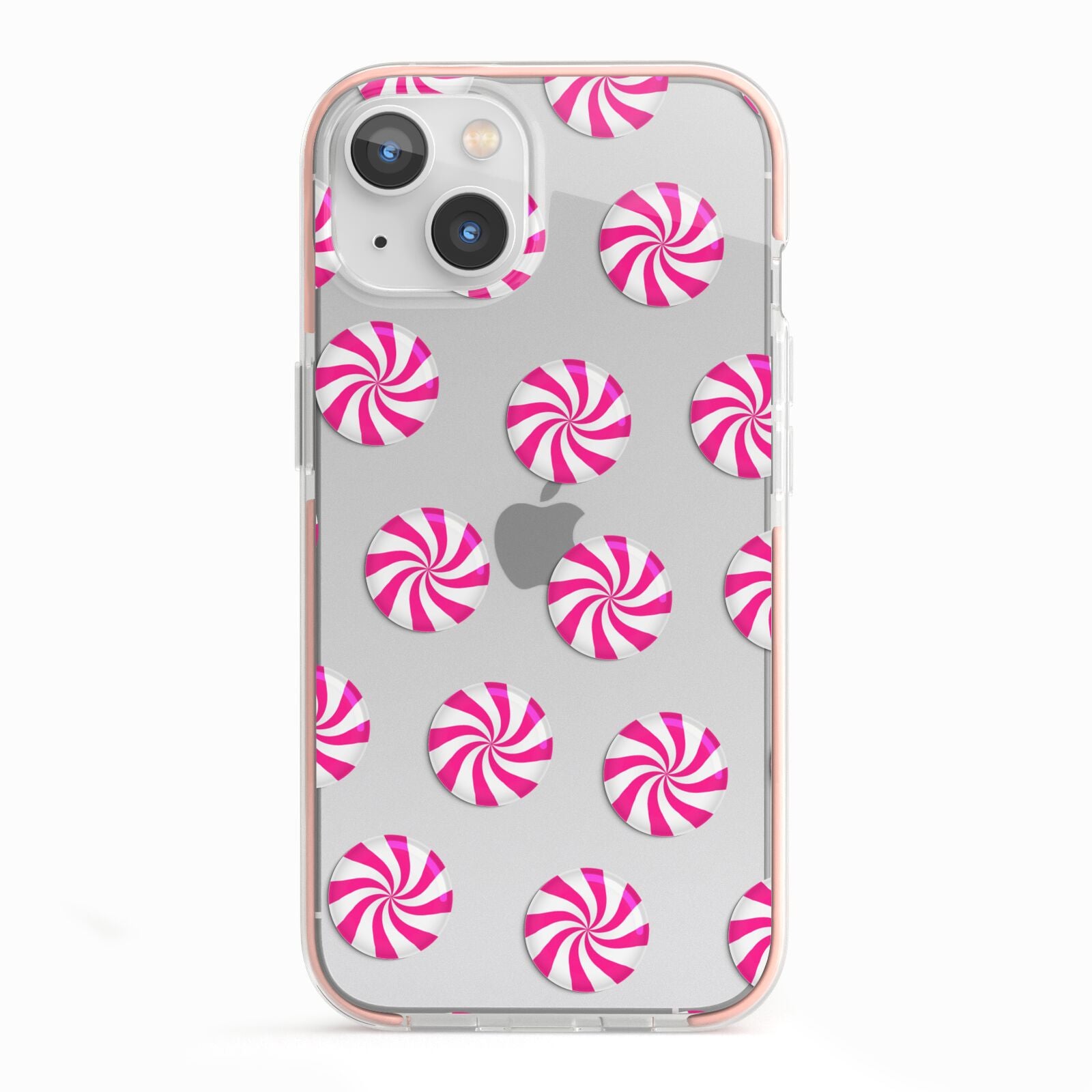 Christmas Candy iPhone 13 TPU Impact Case with Pink Edges