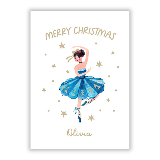 Christmas Dancing Ballerina A5 Flat Greetings Card