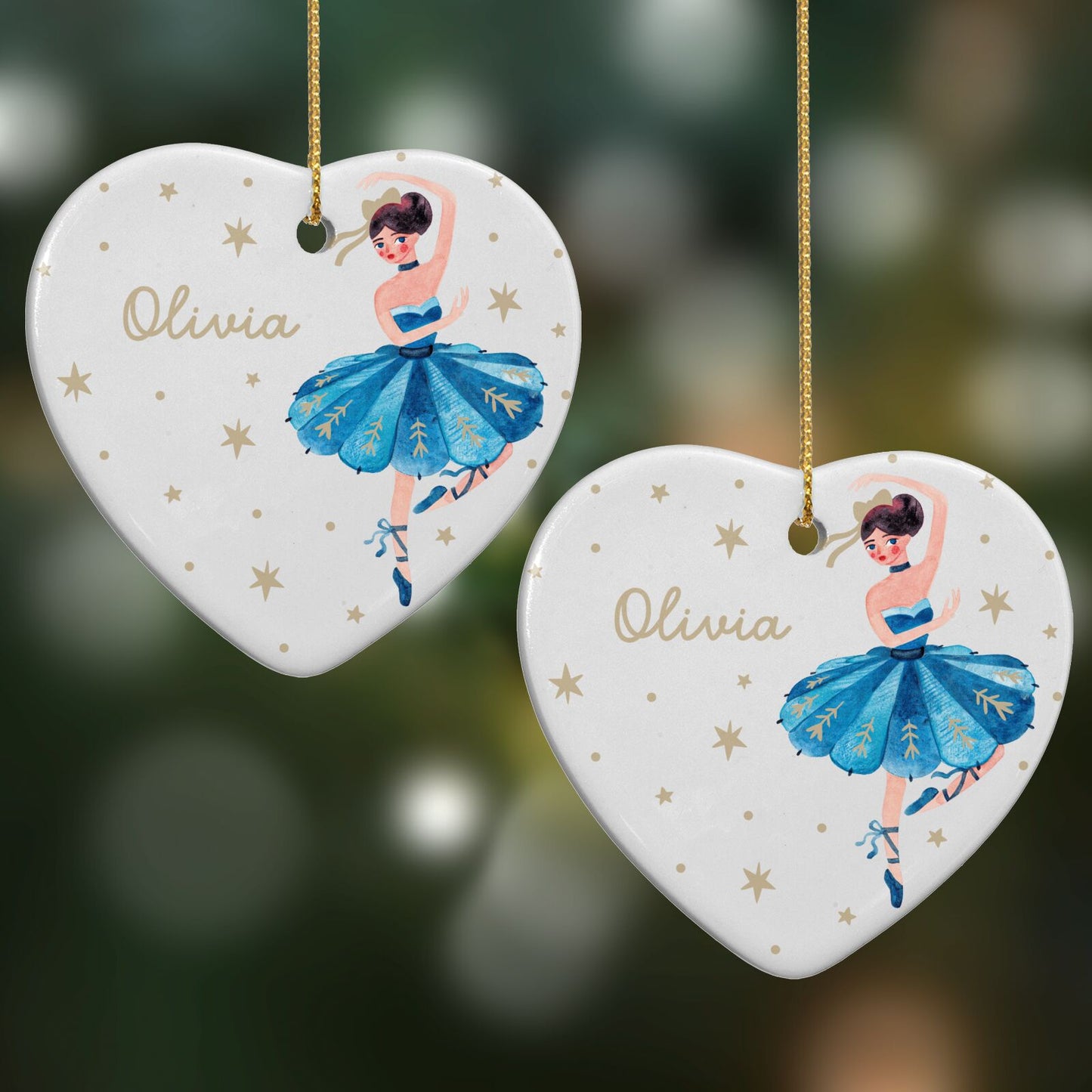 Christmas Dancing Ballerina Heart Decoration on Christmas Background
