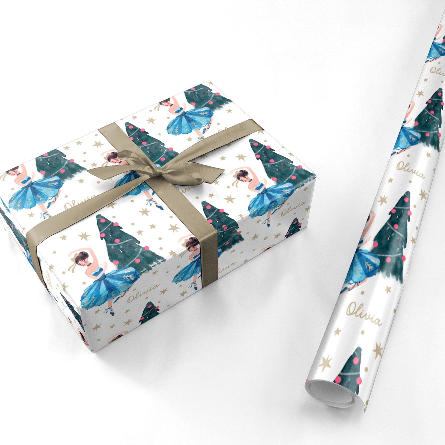 Christmas Dancing Ballerina Personalised Wrapping Paper