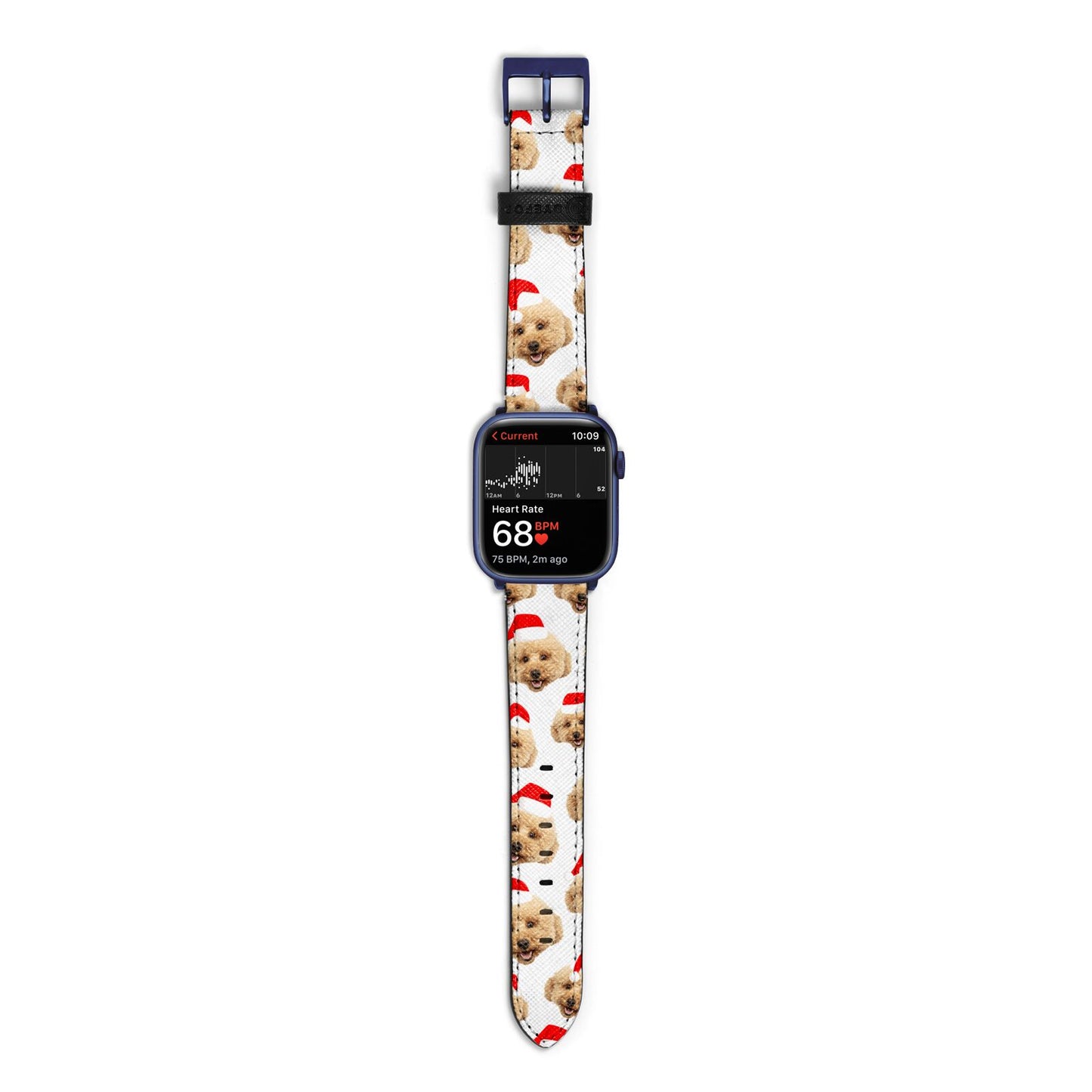 Christmas Dog Apple Watch Strap Size 38mm with Blue Hardware