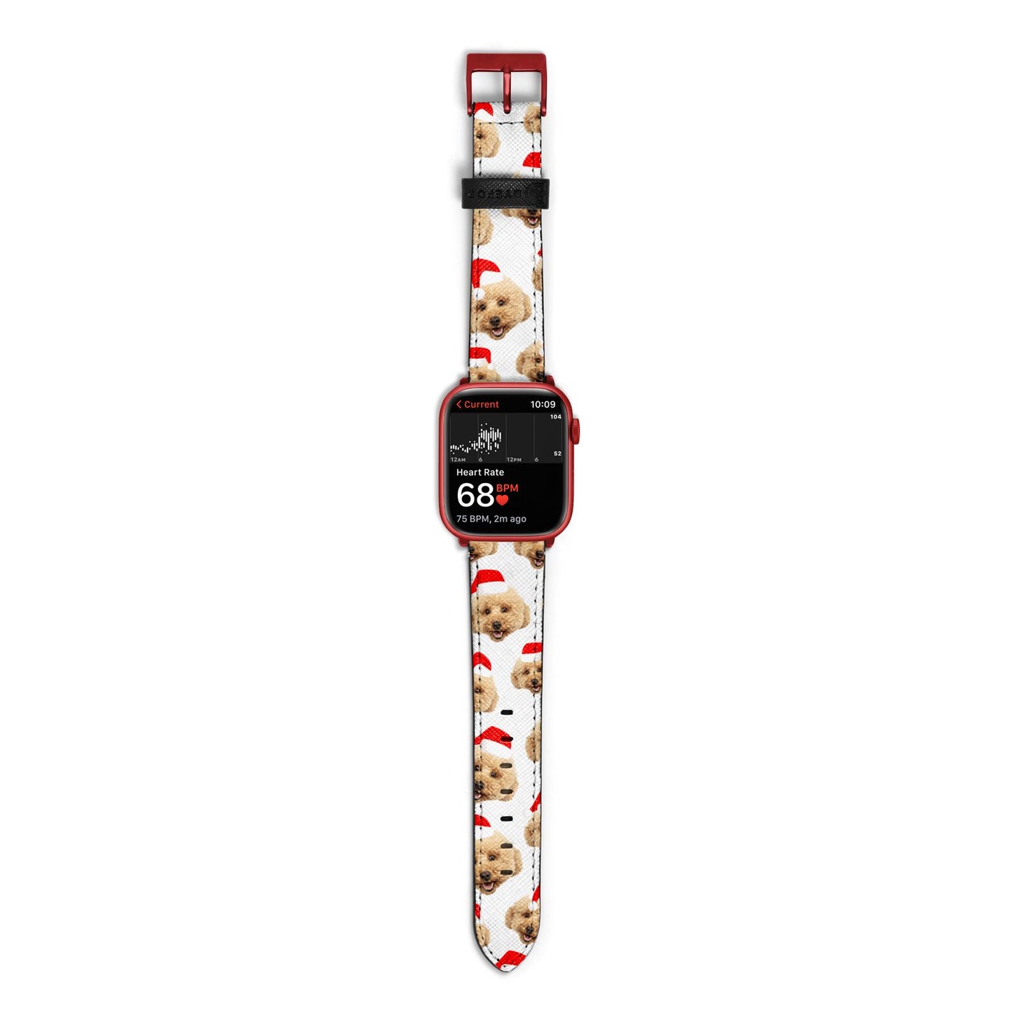 Christmas Dog Apple Watch Strap Size 38mm with Red Hardware