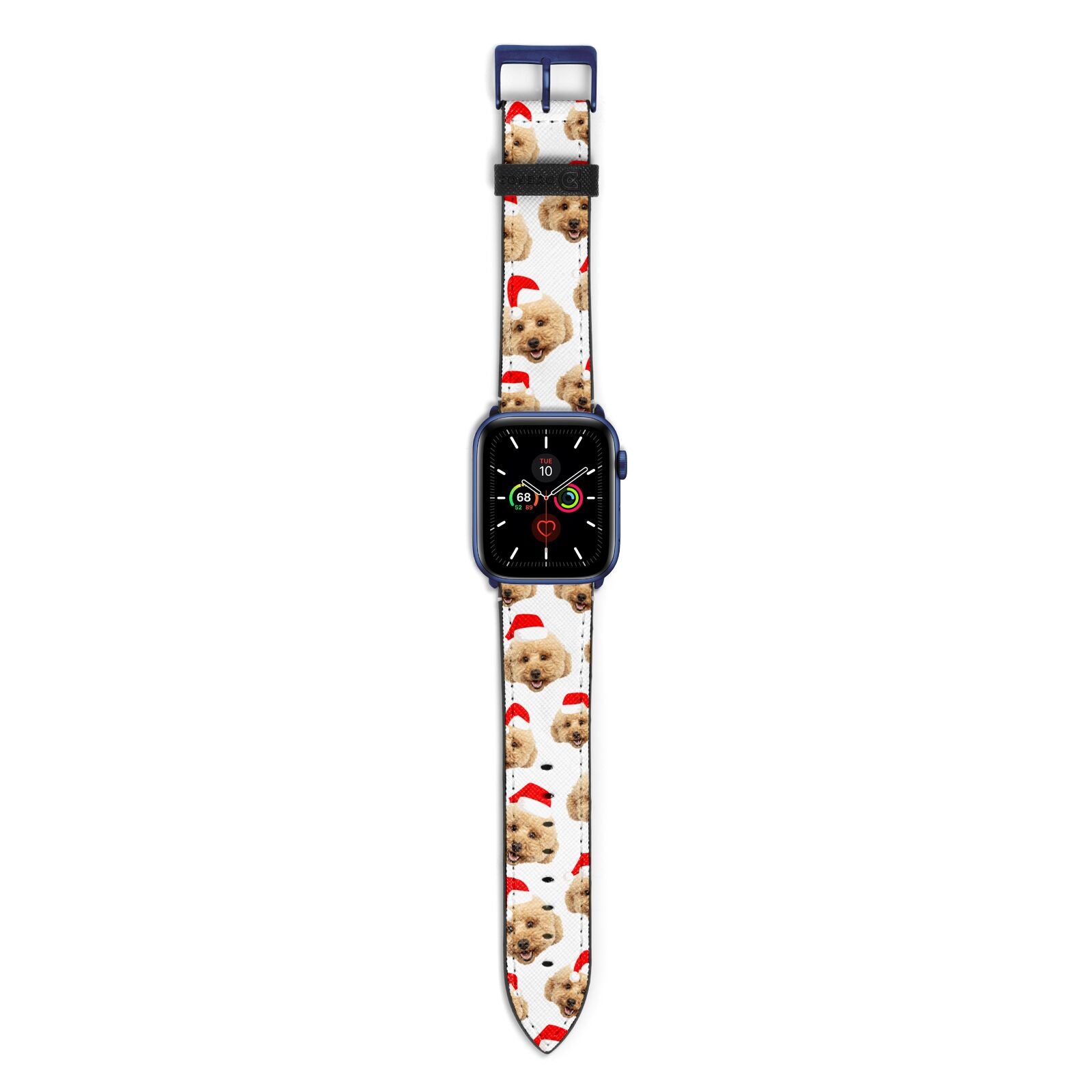 Christmas Dog Apple Watch Strap with Blue Hardware