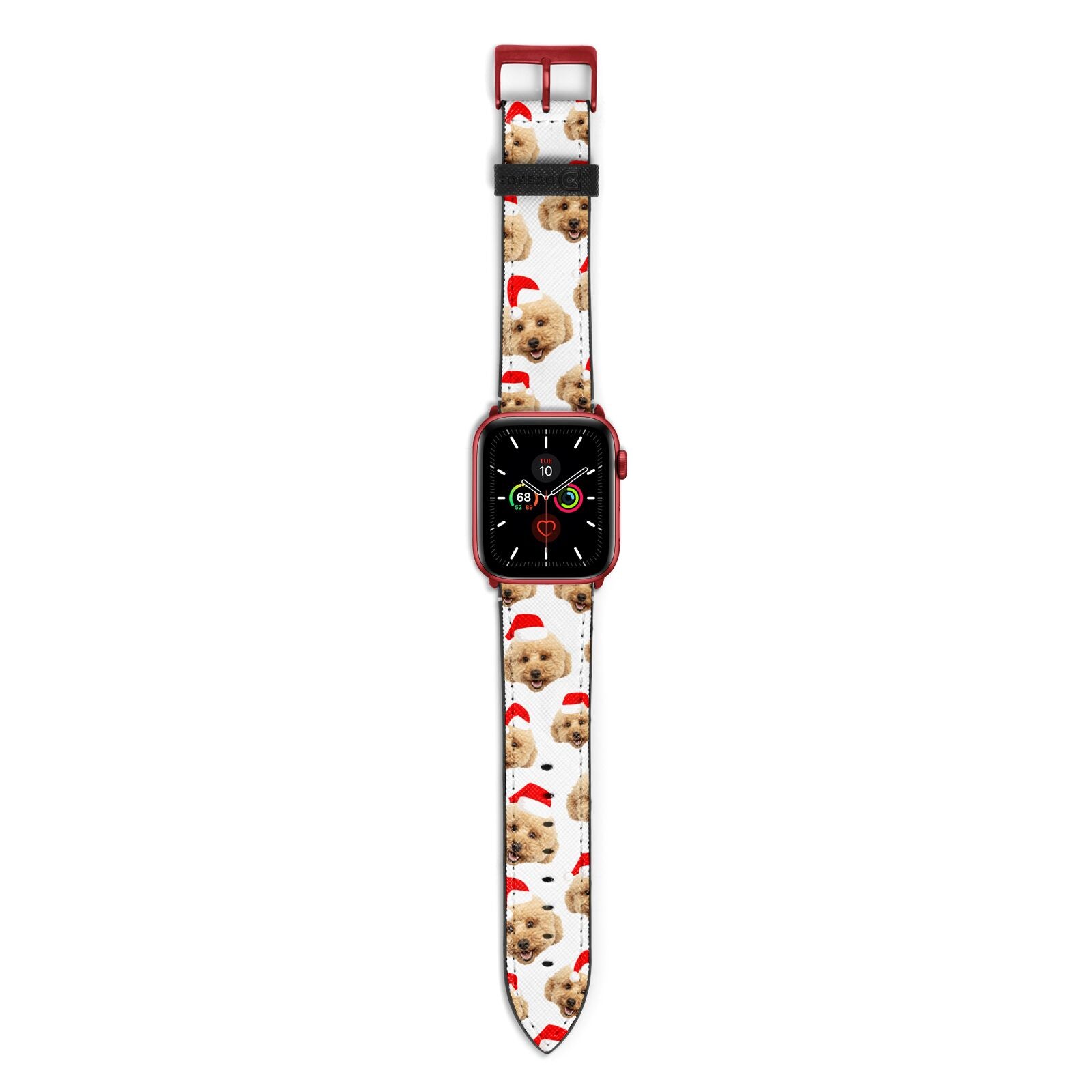 Christmas Dog Apple Watch Strap with Red Hardware