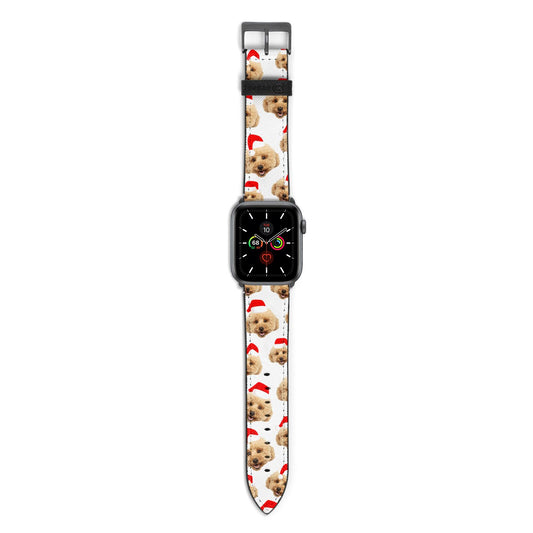 Christmas Dog Apple Watch Strap with Space Grey Hardware