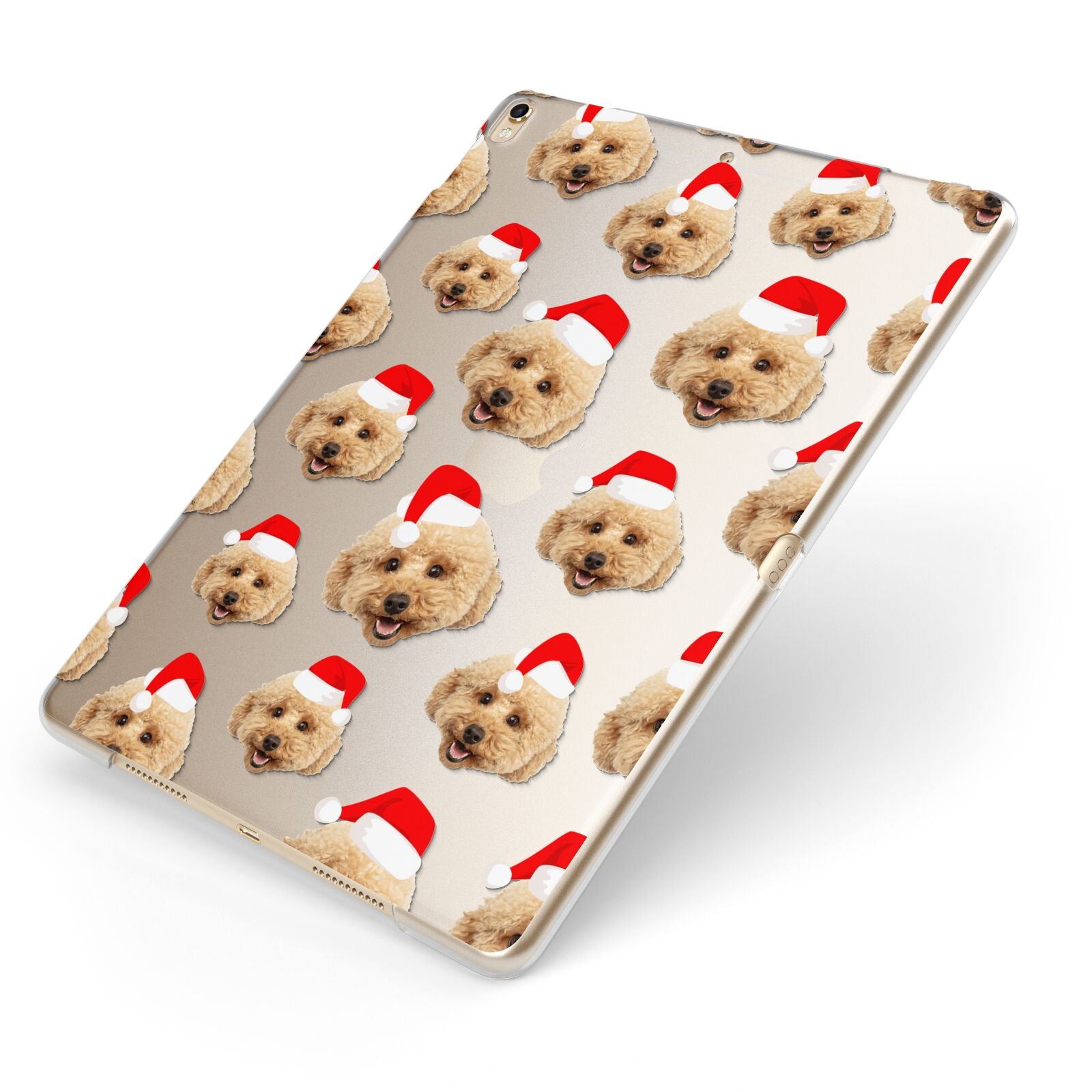 Christmas Dog Apple iPad Case on Gold iPad Side View