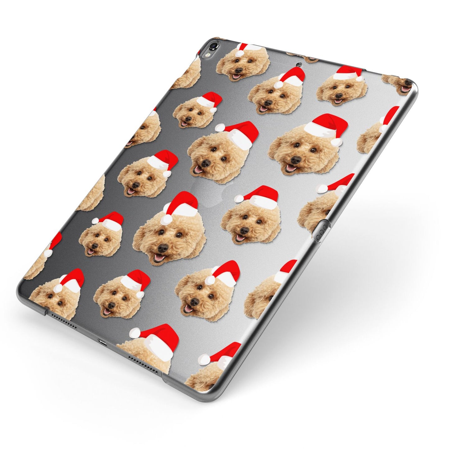 Christmas Dog Apple iPad Case on Grey iPad Side View