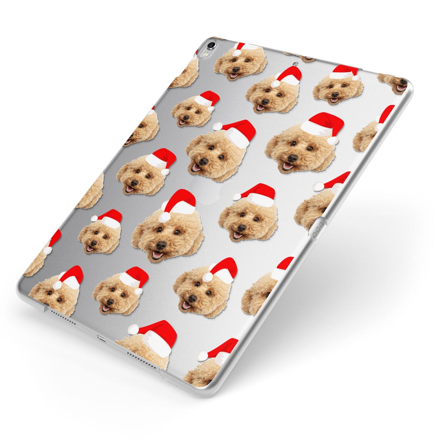 Christmas Dog Apple iPad Case on Silver iPad Side View