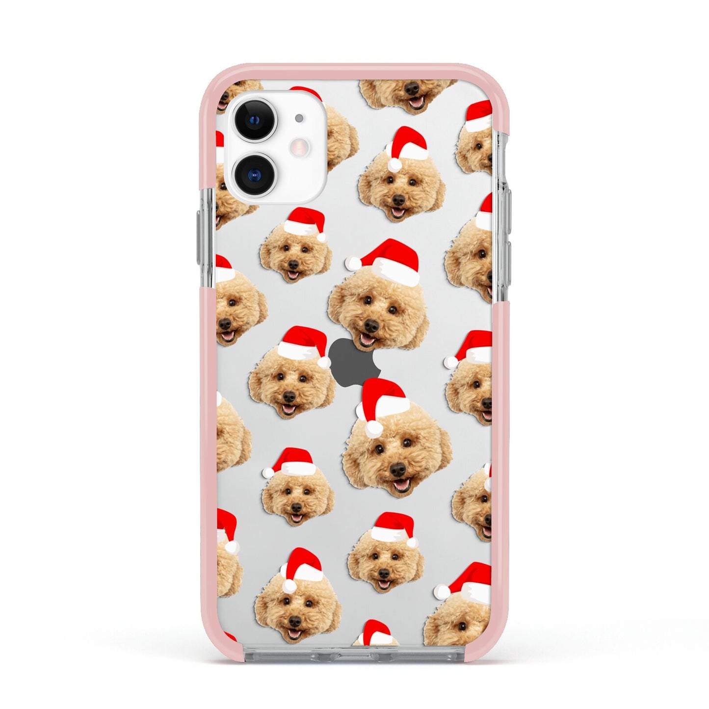 Christmas Dog Apple iPhone 11 in White with Pink Impact Case