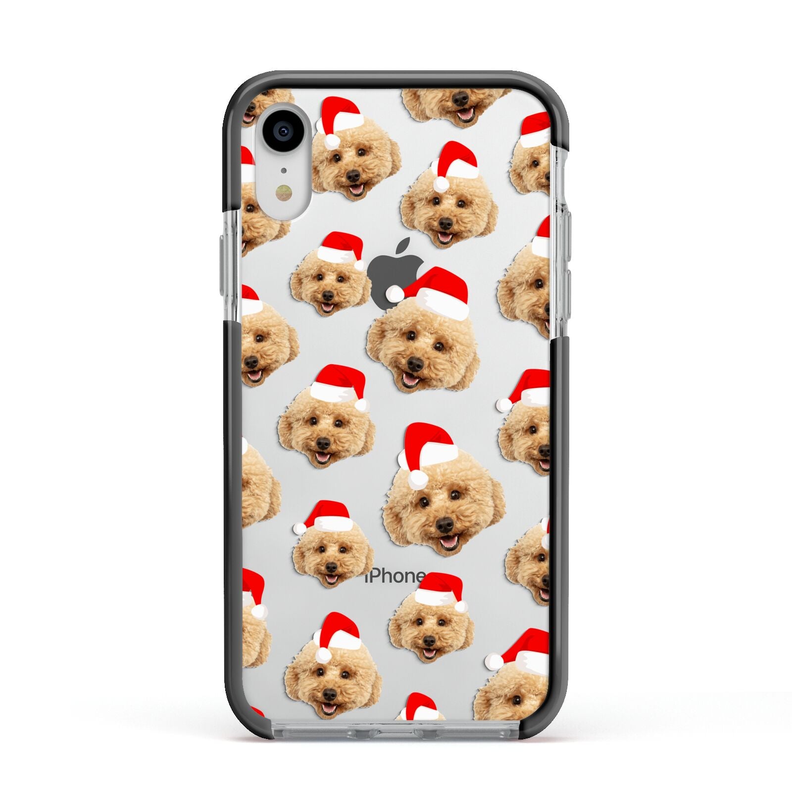 Christmas Dog Apple iPhone XR Impact Case Black Edge on Silver Phone