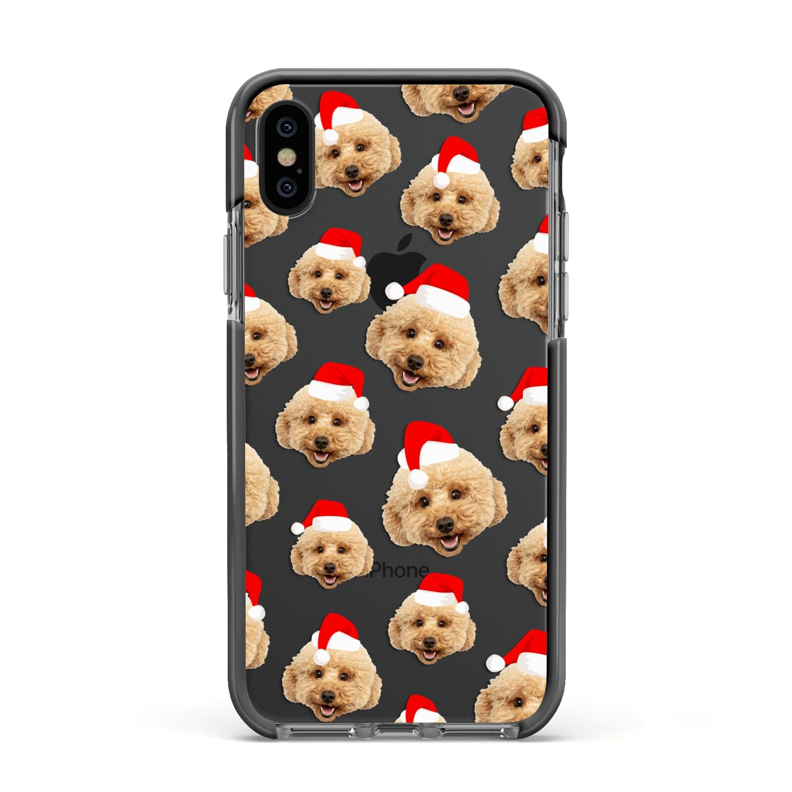 Christmas Dog Apple iPhone Xs Impact Case Black Edge on Black Phone