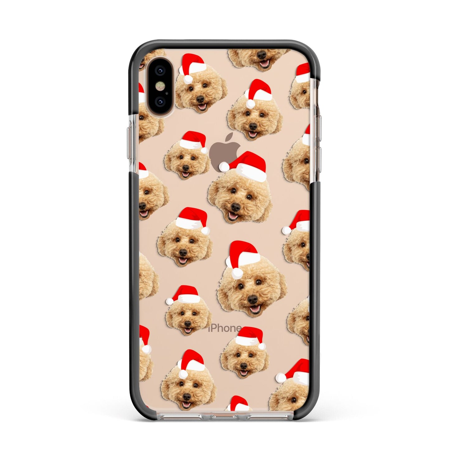 Christmas Dog Apple iPhone Xs Max Impact Case Black Edge on Gold Phone